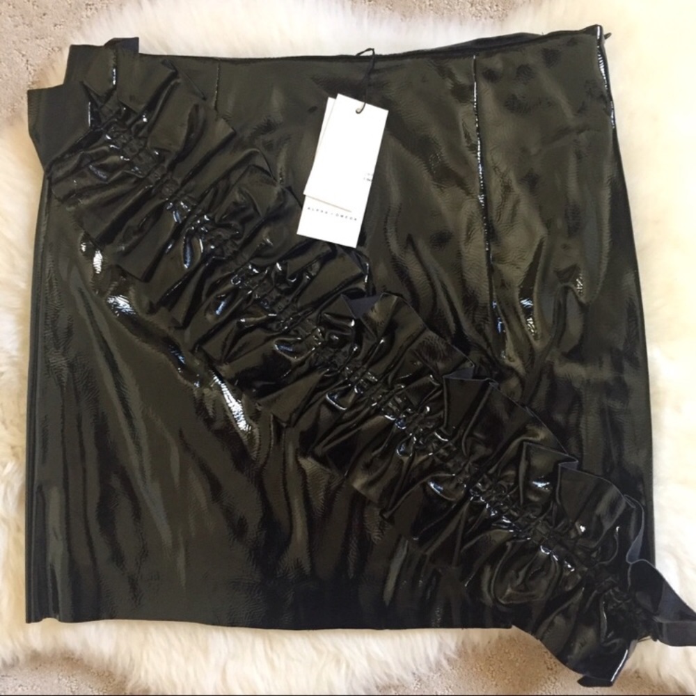 Alpha & Omega Black Patent Leather Ruffle Skirt - Picture 5 of 6